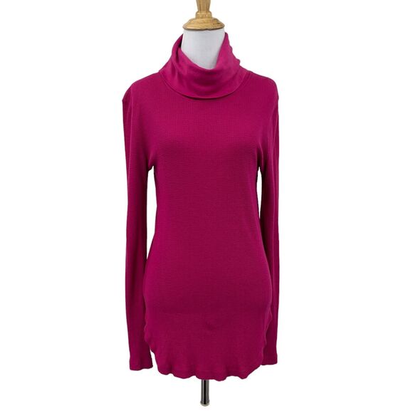 Evereve X Michael Stars Turtleneck Womens S Winterberry Thermal Curved Hem Top - Picture 1 of 15
